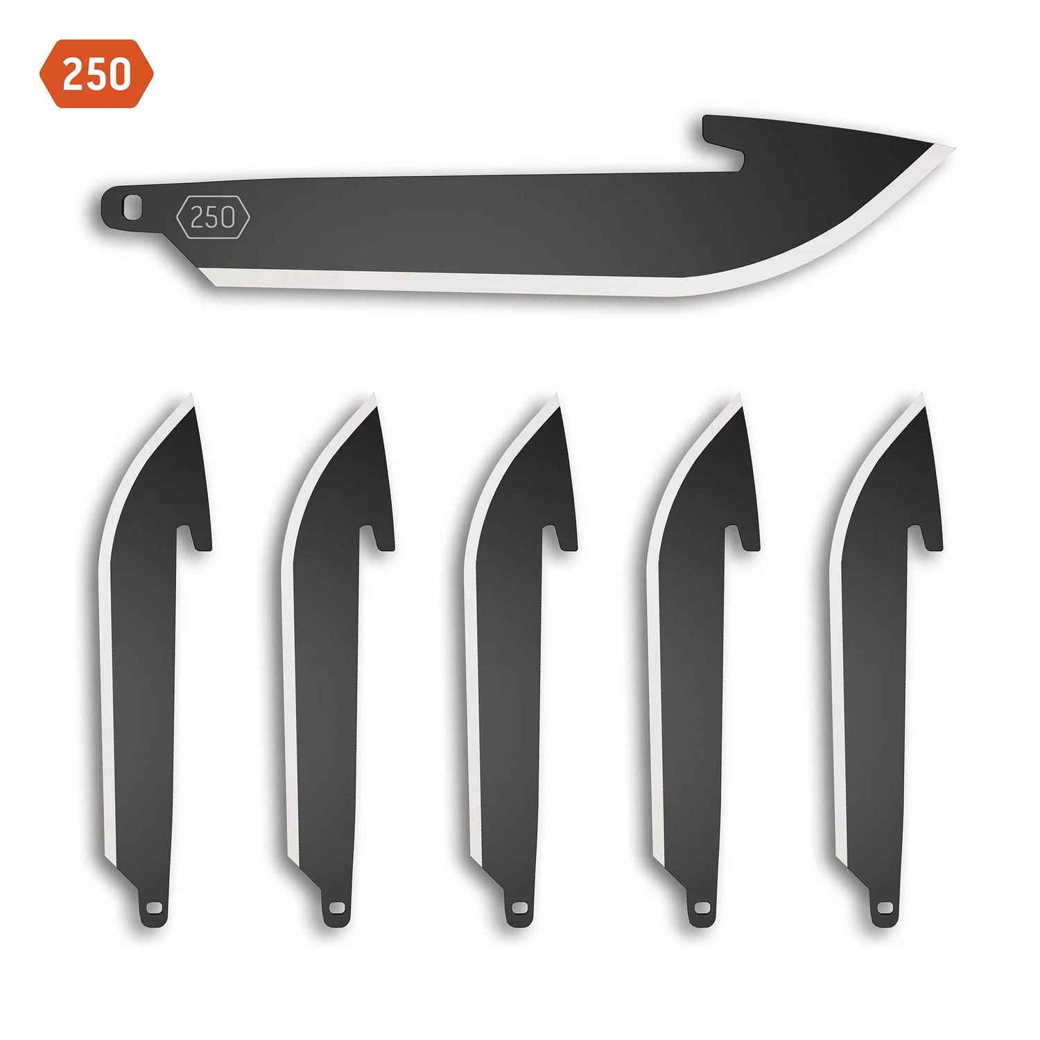 Outdoor Edge 250 (2.5") Drop-Point Replacement Blades 6-Pack (Black Oxide)