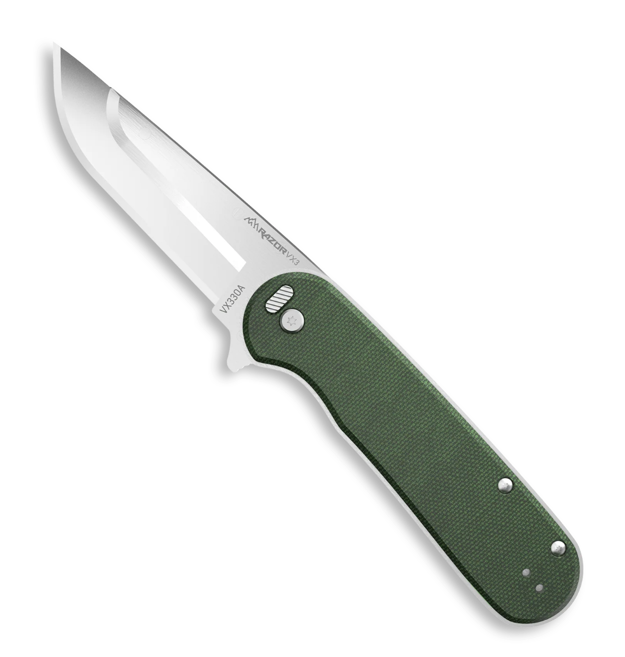 Outdoor Edge Razor VX3 3.0" Replaceable Blade Ceramic Bearing Flipper EDC Knife - Green Micarta