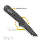 Outdoor Edge Razor VX3 Replaceable Blade Ceramic Bearing Flipper EDC Knife (Black G10, 3.0")