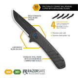 Outdoor Edge Razor VX4 Replaceable Blade Ceramic Bearing Flipper EDC Knife (3.0")