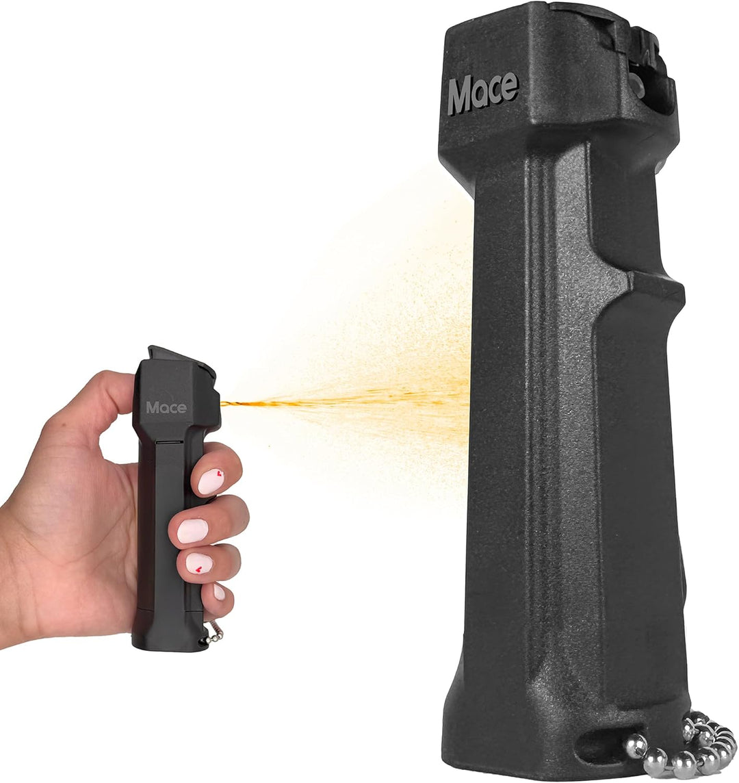 3-IN-1 Tear Gas Enhanced Mace Police Pepper Spray, ideal self defense for women, 12 ft range, rugged police-ready housing with clip, Made in the USA