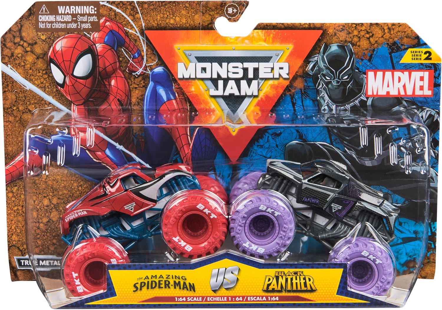Monster Jam Marvel Spider-Man vs. Black Panther (2-Pack)