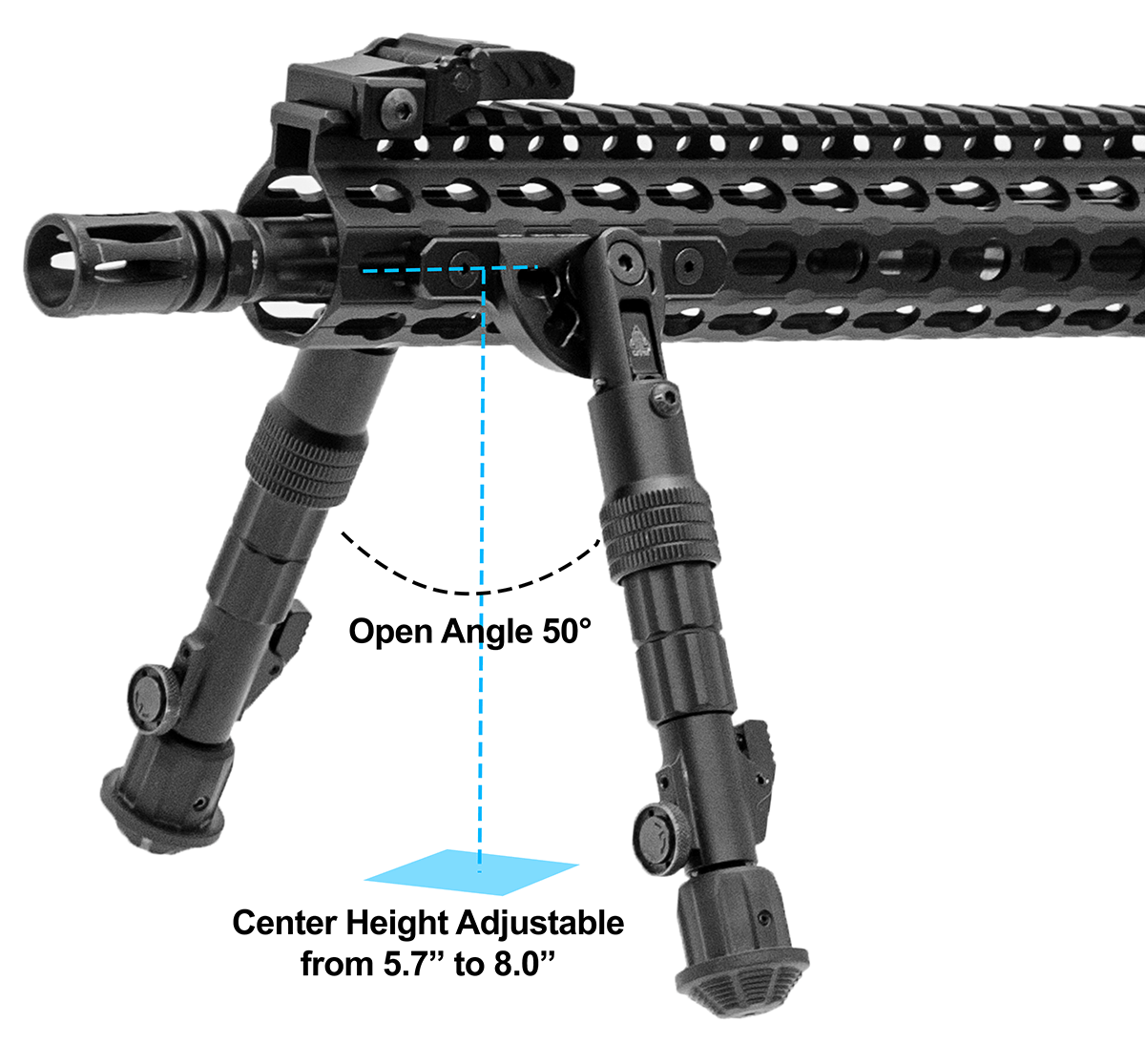 UTG RECON FLEX Keymod Bipod Matte Black 5.7"-8" Center Height