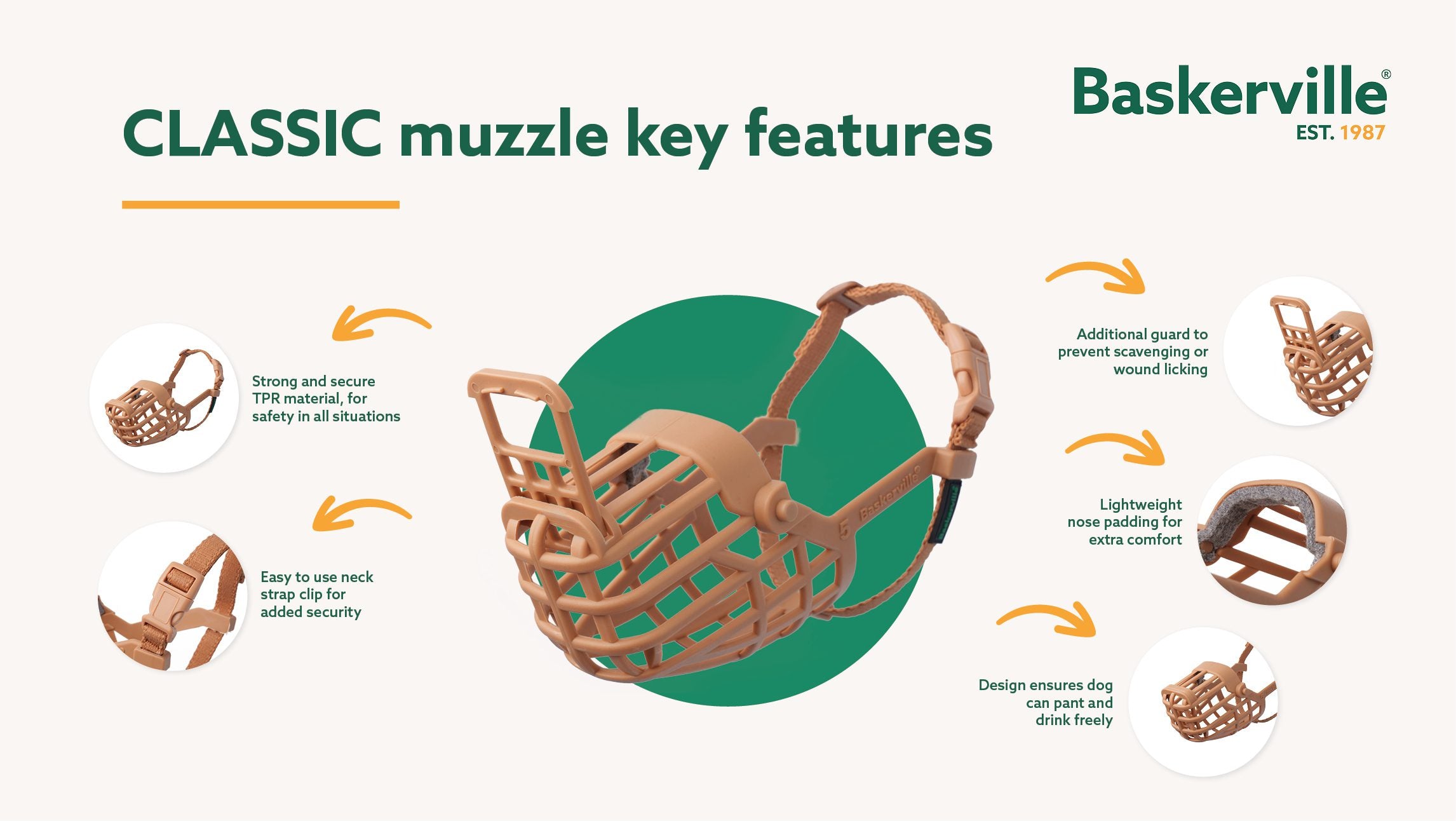 Company of Animals Baskerville Classic Basket Muzzle (Size 7, Springer)