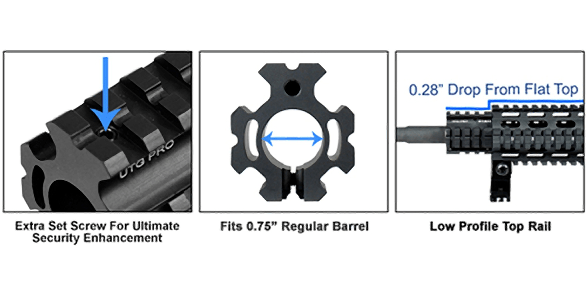 UTG PRO AR15 Low-pro Quad-rail Gas Block for .75" Barrel