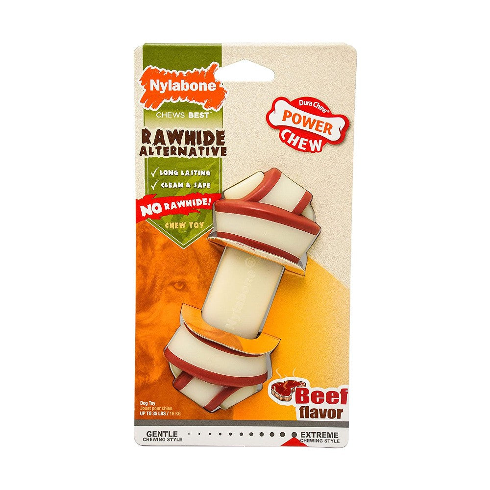 Nylabone Rawhide Alternative Knot Bone - lifestyle image with pet (medium) delivered in South Africa