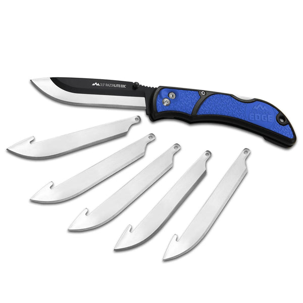 Outdoor Edge 3.5" RazorEDC Lite 6-Blade Replaceable Carry Knife - Blue
