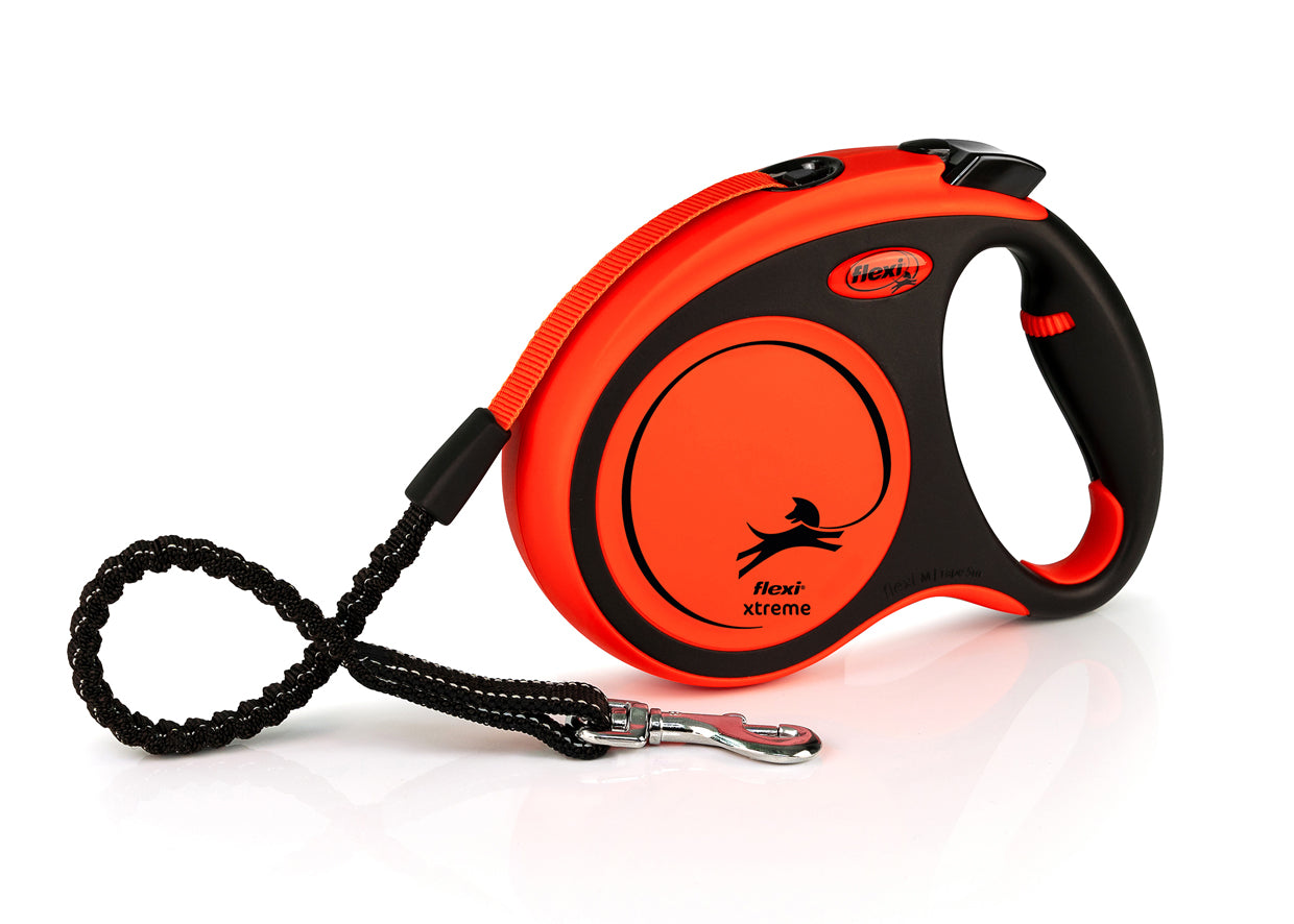 Flexi Xtreme M Retractable Dog Leash (Tape, 5m, Orange, up to 35kg)