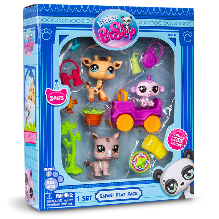 Littlest Pet Shop Safari Pack (3 Pets/7 Access/1 Card/5 Digital Surprises)