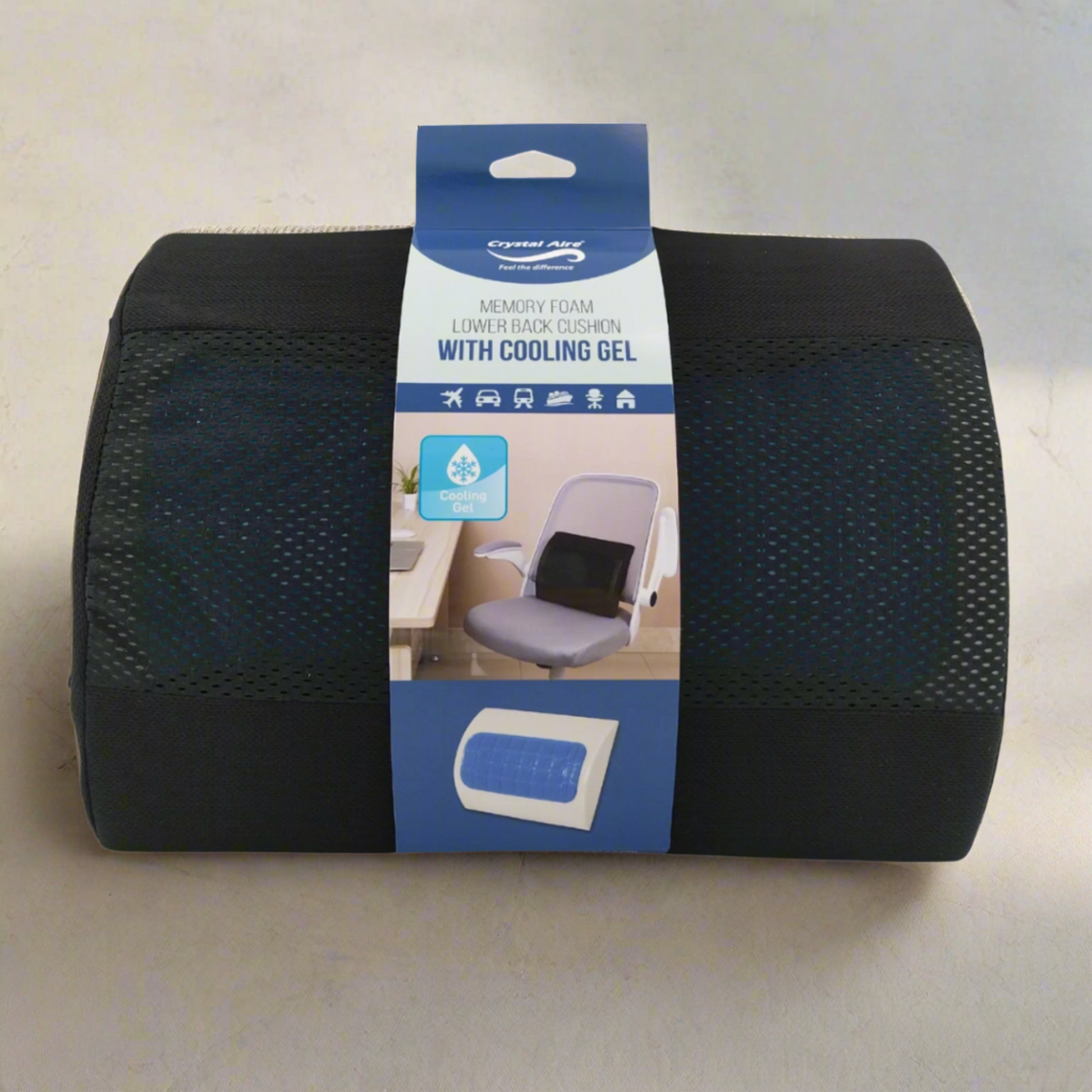 Crystal Aire Memory Foam Lower Back Cushion with Cooling Gel
