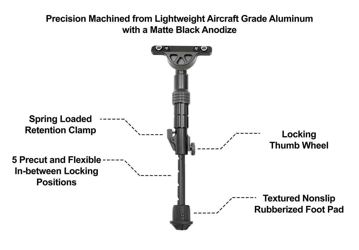 UTG RECON FLEX Keymod Bipod Matte Black 5.7"-8" Center Height