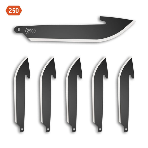 Outdoor Edge 250 (2.5") Drop-Point Replacement Blades 6-Pack (Black Oxide)
