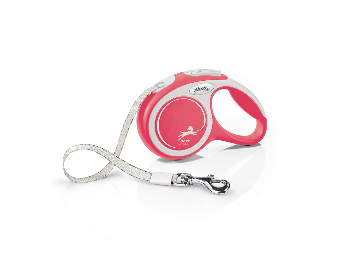 Flexi Comfort XS Retractable Dog Leash (Tape, 3m, Rose, up to 12kg)
