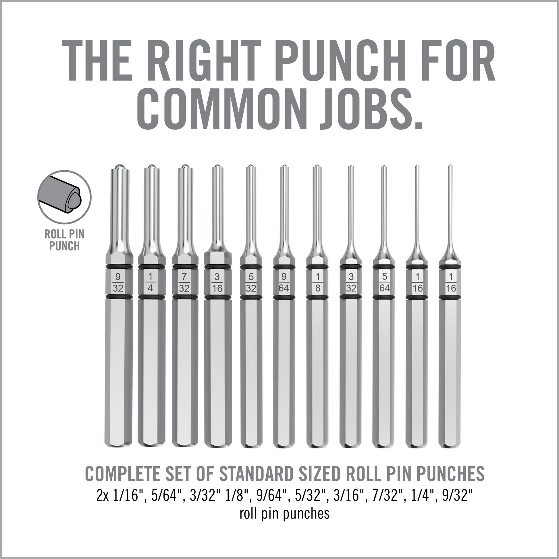 3rd Image for Accu-Punch® 11-Piece Roll Pin Punch Set - Real Avid