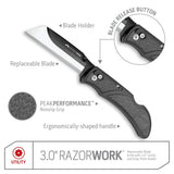 Outdoor Edge RazorWork Replaceable Blade Utility Knife (Gray, 2.5")