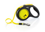 Flexi Neon M Retractable Dog Leash (Tape, 5m, Black/Neon, up to 25kg)