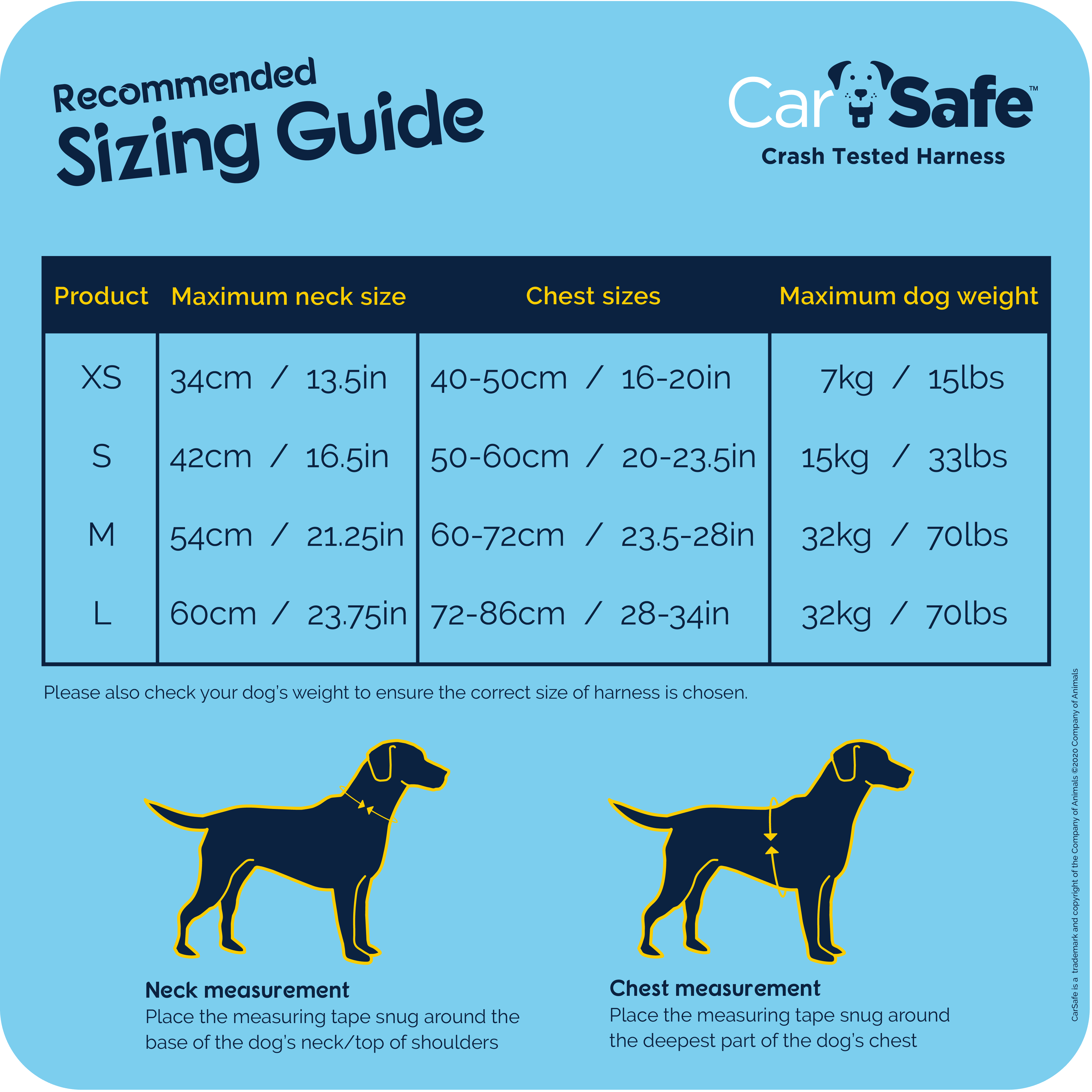 Company of Animals CarSafe Crash-Tested Harness (Blue, Small)