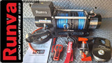 RUNVA WINCH 12V WITH SYNTHETIC ROPE (9 500LBS = 4 309KG)