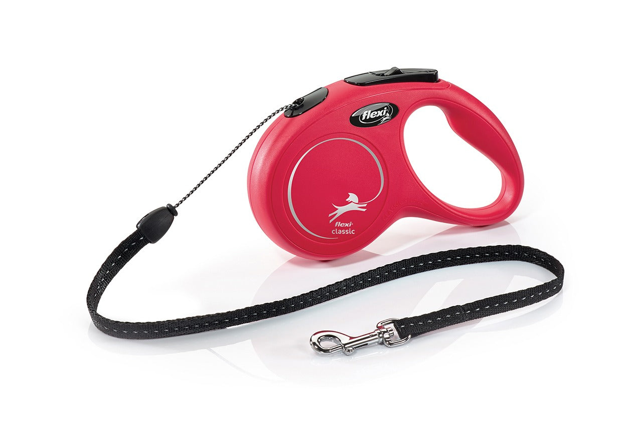 Flexi Classic S Retractable Dog Leash (Cord, 5m, Red, up to 15kg)