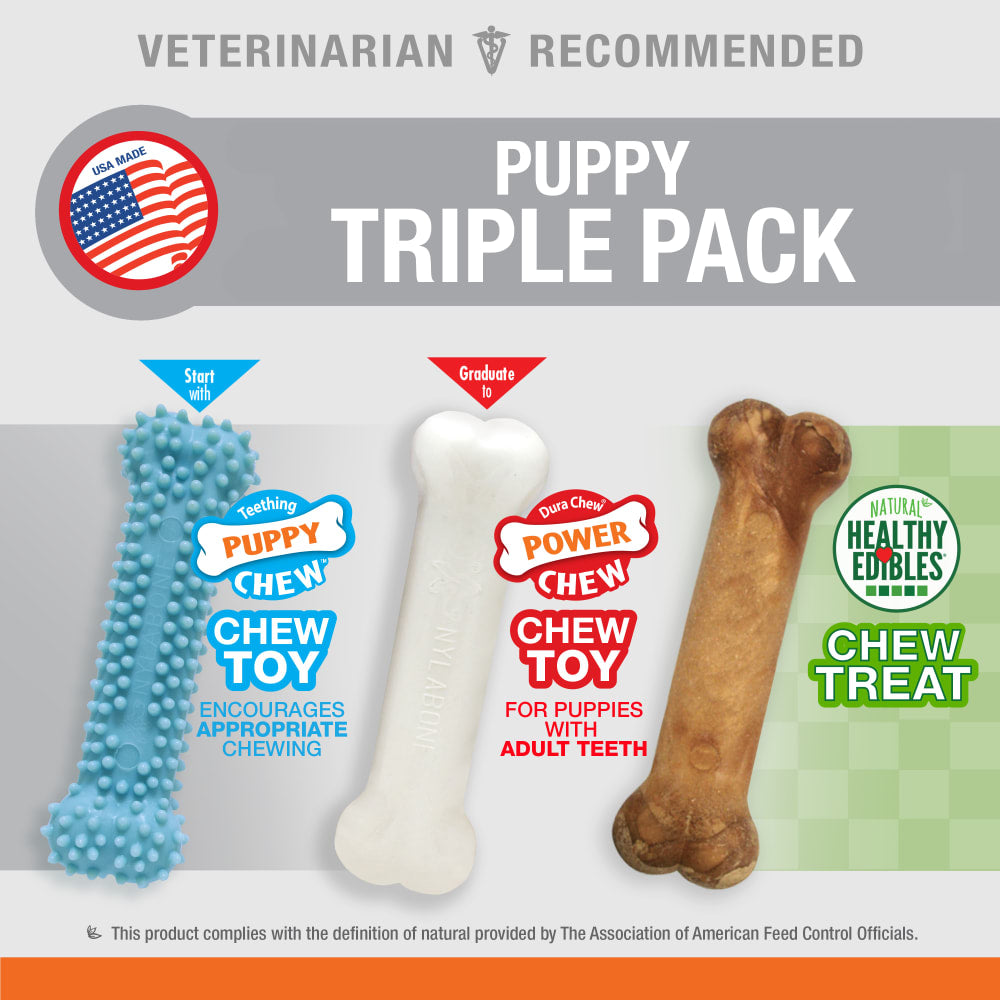Nylabone Puppy Starter Kit Chew & Toy (3-pack, Small)