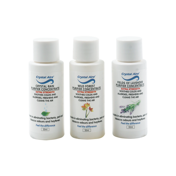 Crystal Aire Crystal Rain, Lavendar and Wild Forest Air Purifier Concentrates - 3 Pack (30ml)