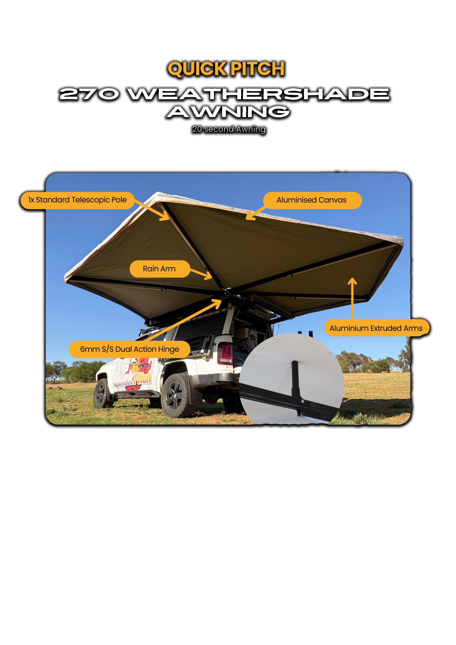 Flex Quick Pitch 270 Weather Shade Fox Awning