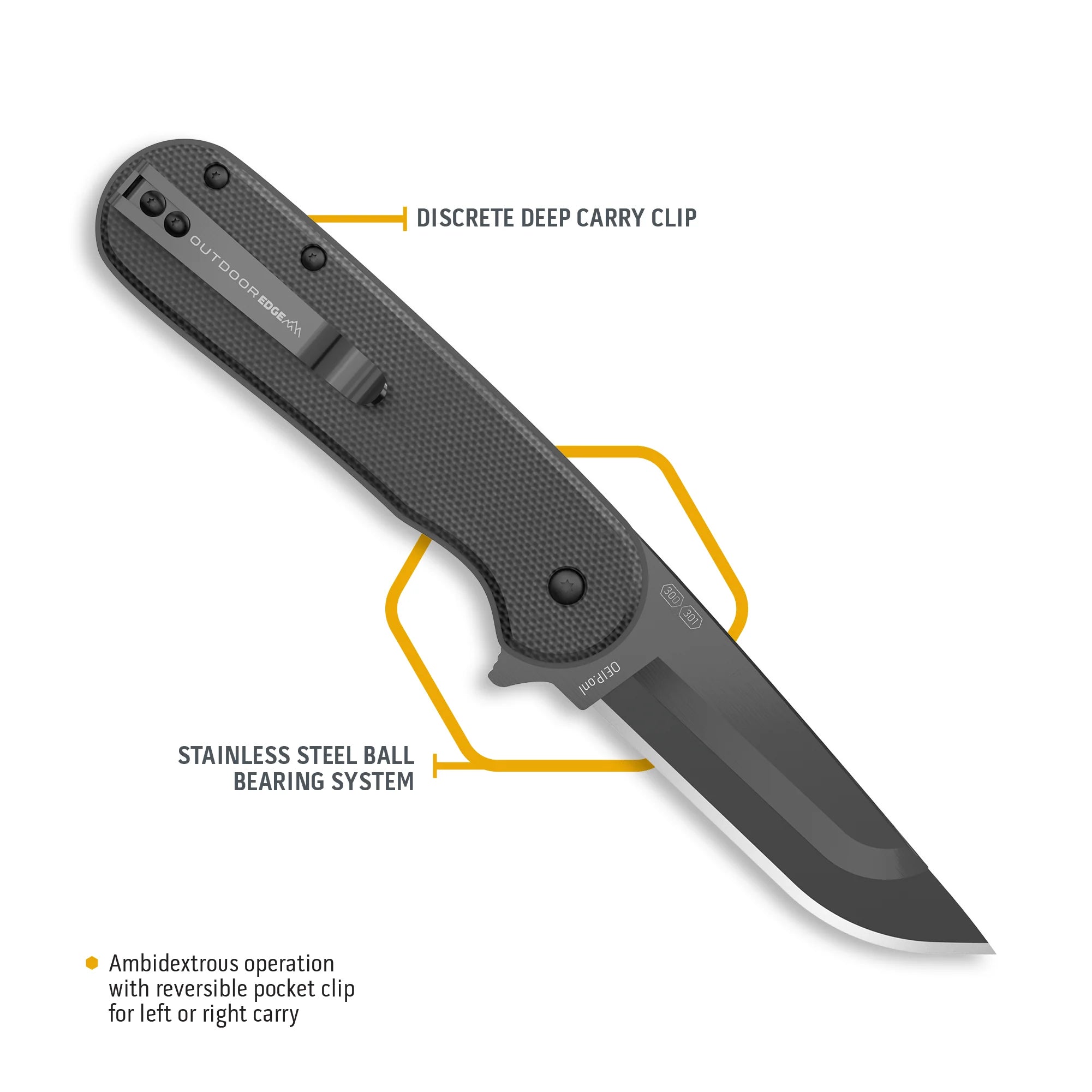Outdoor Edge Razor VX3 Replaceable Blade Ceramic Bearing Flipper EDC Knife (Black G10, 3.0")