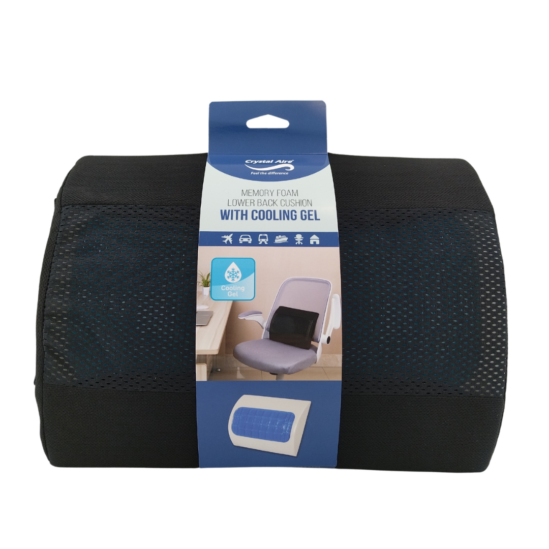 Crystal Aire Memory Foam Lower Back Cushion with Cooling Gel