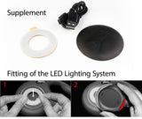 Flexi LED Lighting System (Black, attachable, with front+rear light, rechargeable/replaceable batteries)