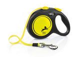 Flexi Neon L Retractable Dog Leash (Tape, 5m, Black/Neon, up to 50kg)