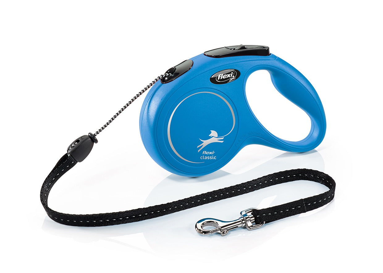 Flexi Classic M Retractable Dog Leash (Cord, 5m, Blue, up to 20kg)