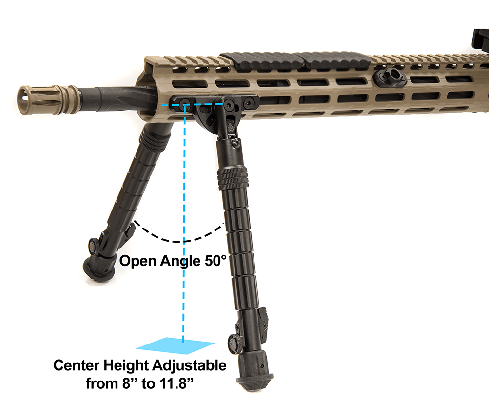 UTG RECON FLEX M-LOK Bipod Matte Black 8.0"-11.8" Center Height