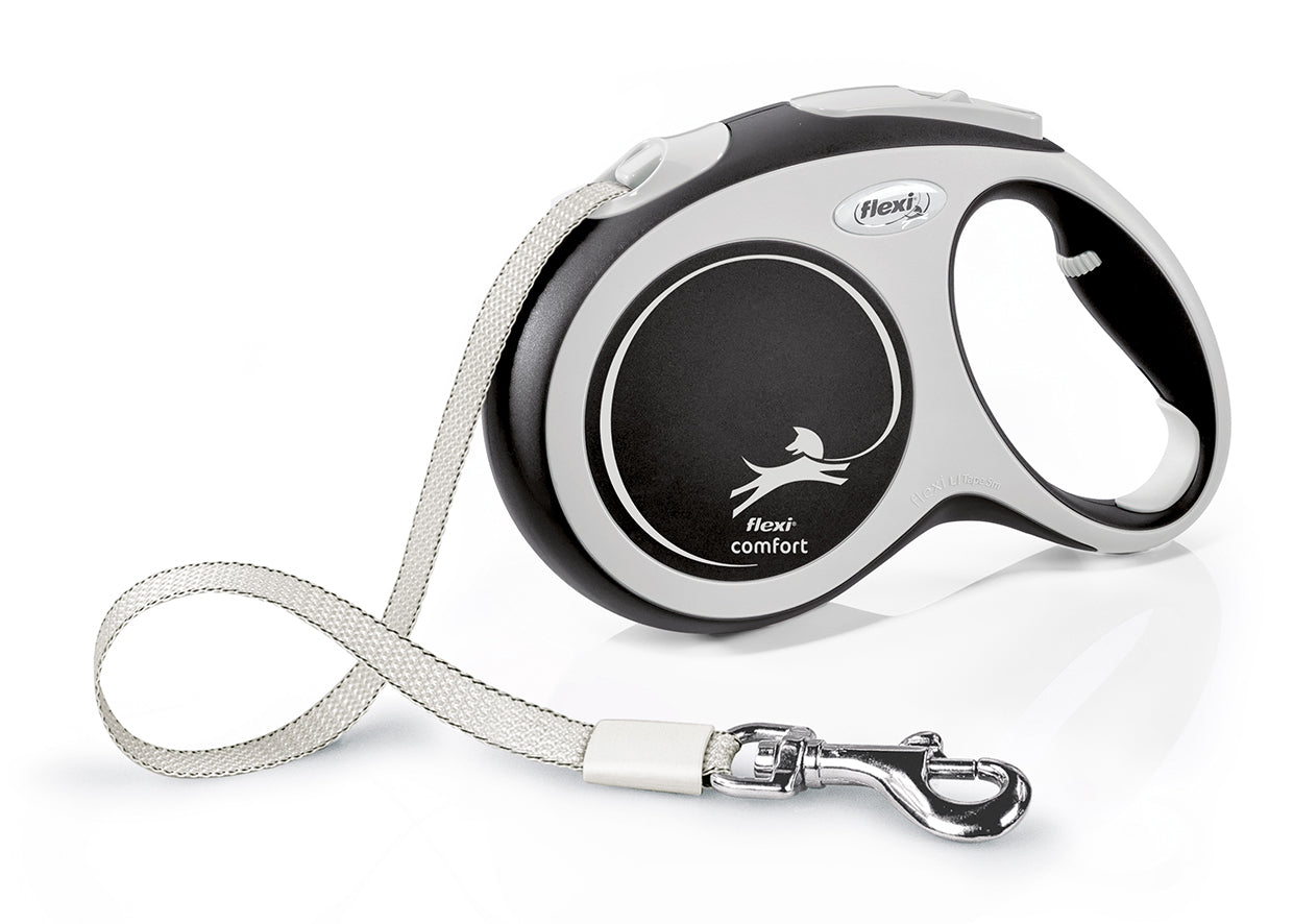 Flexi Comfort L Retractable Dog Leash (Tape, 5m, Black, up to 60kg)