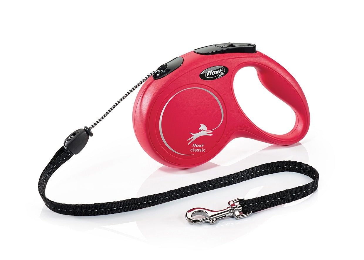 Flexi Classic M Retractable Dog Leash (Cord, 5m, Red, up to 20kg)