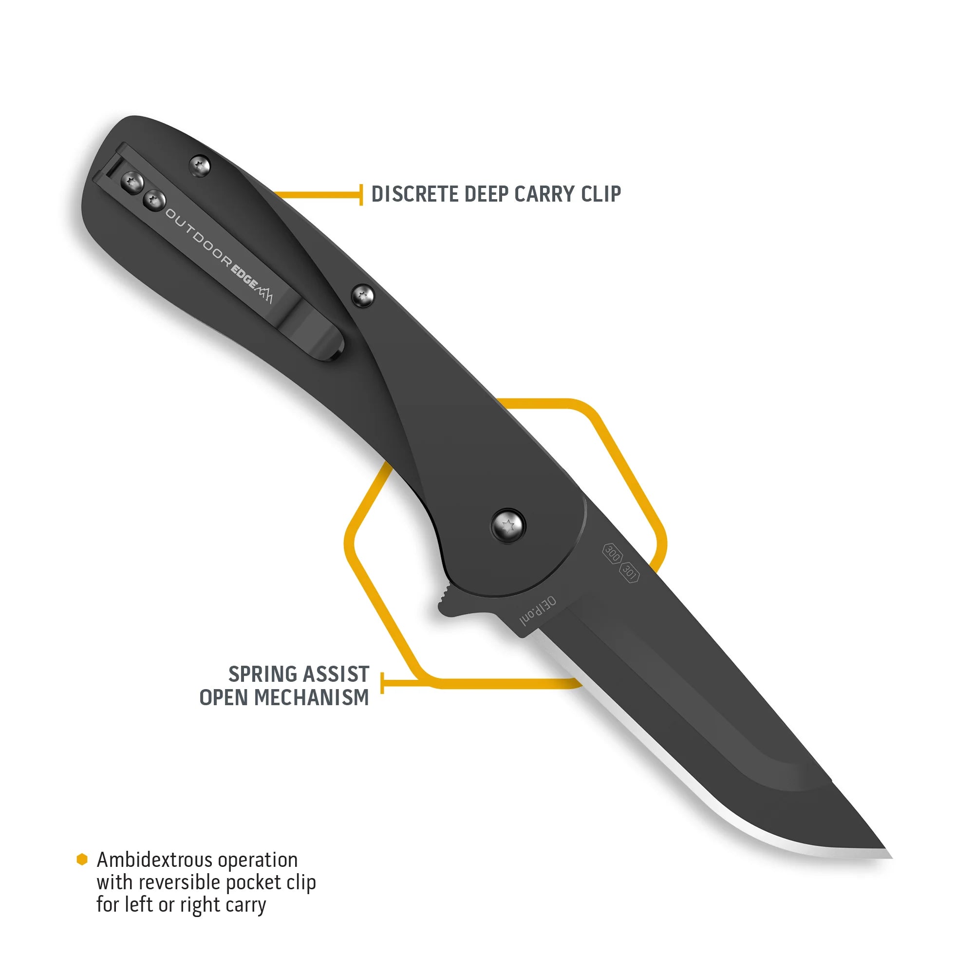 Outdoor Edge Razor VX1 Replaceable Blade Spring Assisted Carry Knife (Black, 3.0")