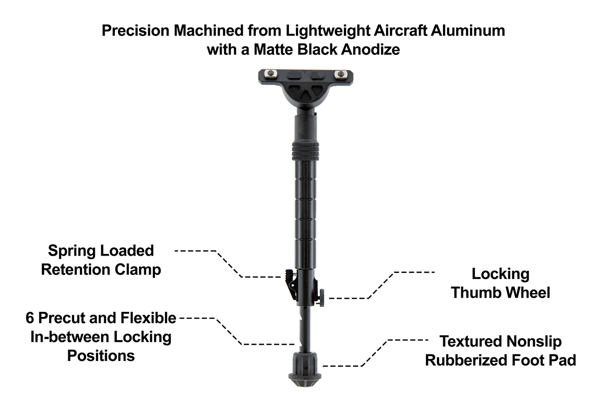 UTG RECON FLEX M-LOK Bipod Matte Black 8.0"-11.8" Center Height