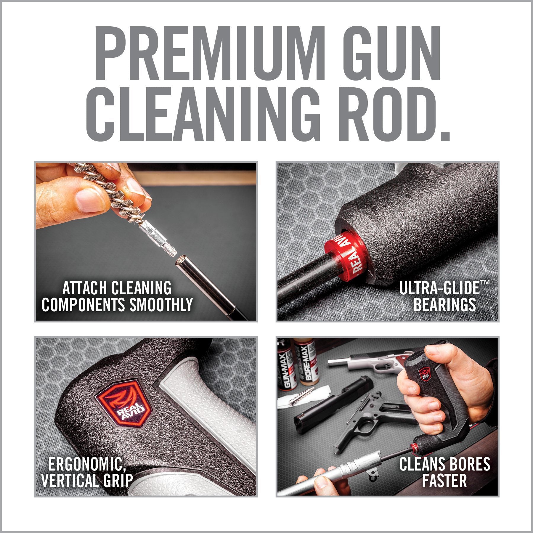 3rd Image for Bore-Max® Smart Rod® – .22 – .45 cal 9″ Carbon Fiber - Real Avid