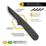 Outdoor Edge Razor VX3 Replaceable Blade Ceramic Bearing Flipper EDC Knife (Black G10, 3.0")