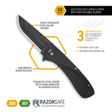 Outdoor Edge Razor VX1 Replaceable Blade Spring Assisted Carry Knife (Black, 3.0")