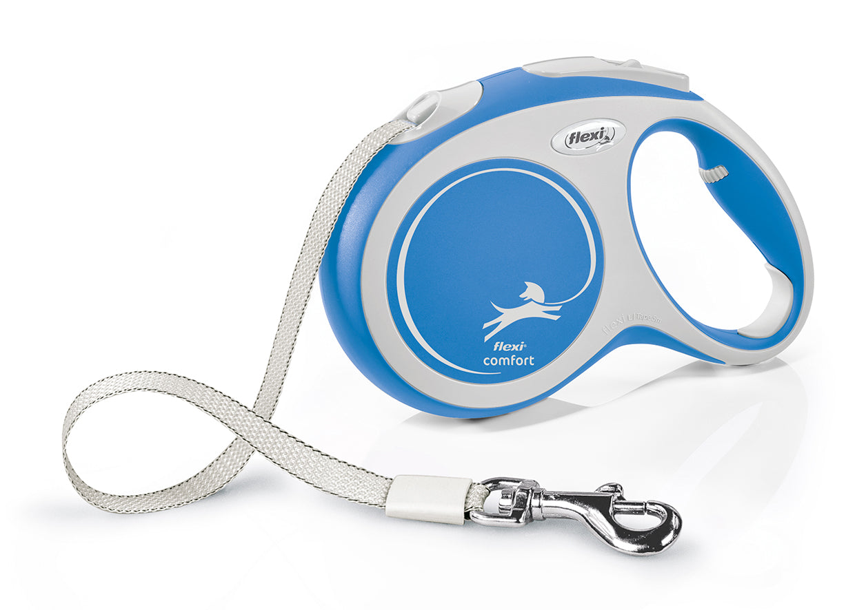 Flexi Comfort L Retractable Dog Leash (Tape, 5m, Blue, up to 60kg)