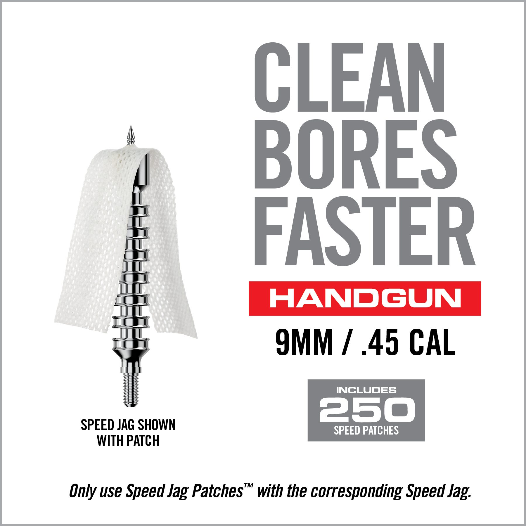10 Image for Bore-Max® Speed Jag Patches™ Refill-HANDGUN 4″ L REFILL PACK = 9MM – .45 CAL-Real Avid