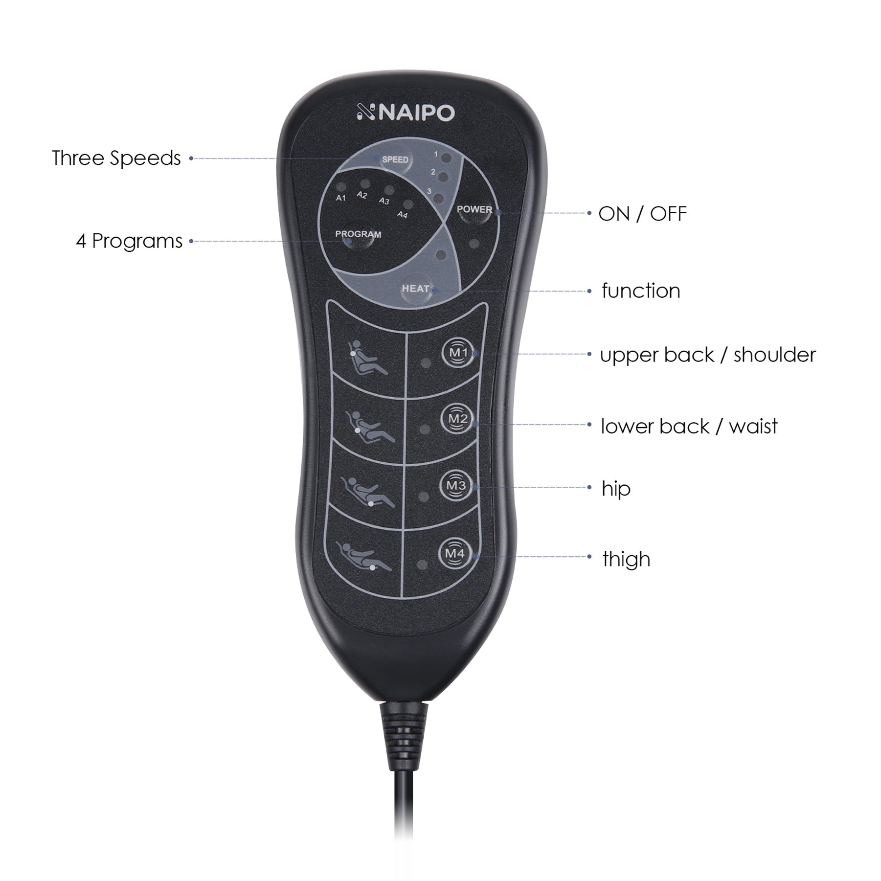 Naipo Massage Seat Cushion (Black)
