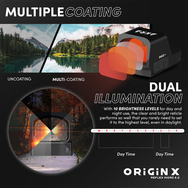 AKRA Origin X Reflex Micro 2.0 Red of Green Dot Sight (RMSC)