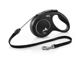 Flexi Classic M Retractable Dog Leash (Cord, 5m, Black, up to 20kg)