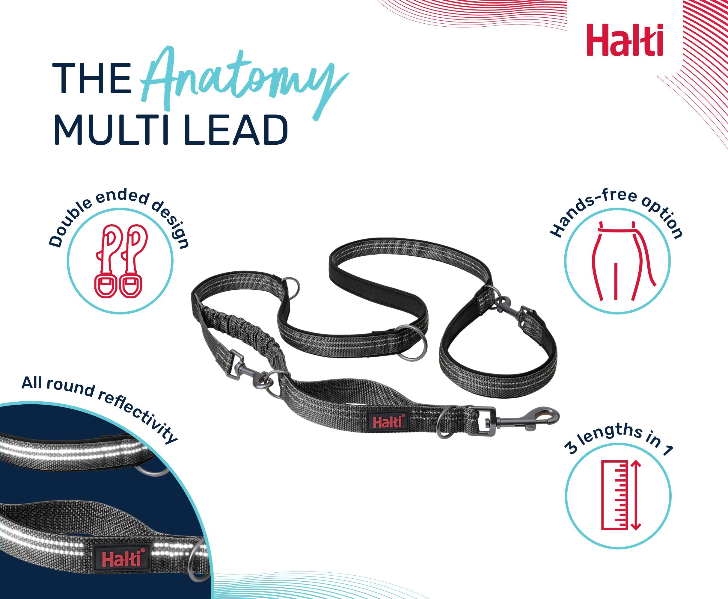 Halti Active Bungee & Hands-Free Lead (Black, Large)
