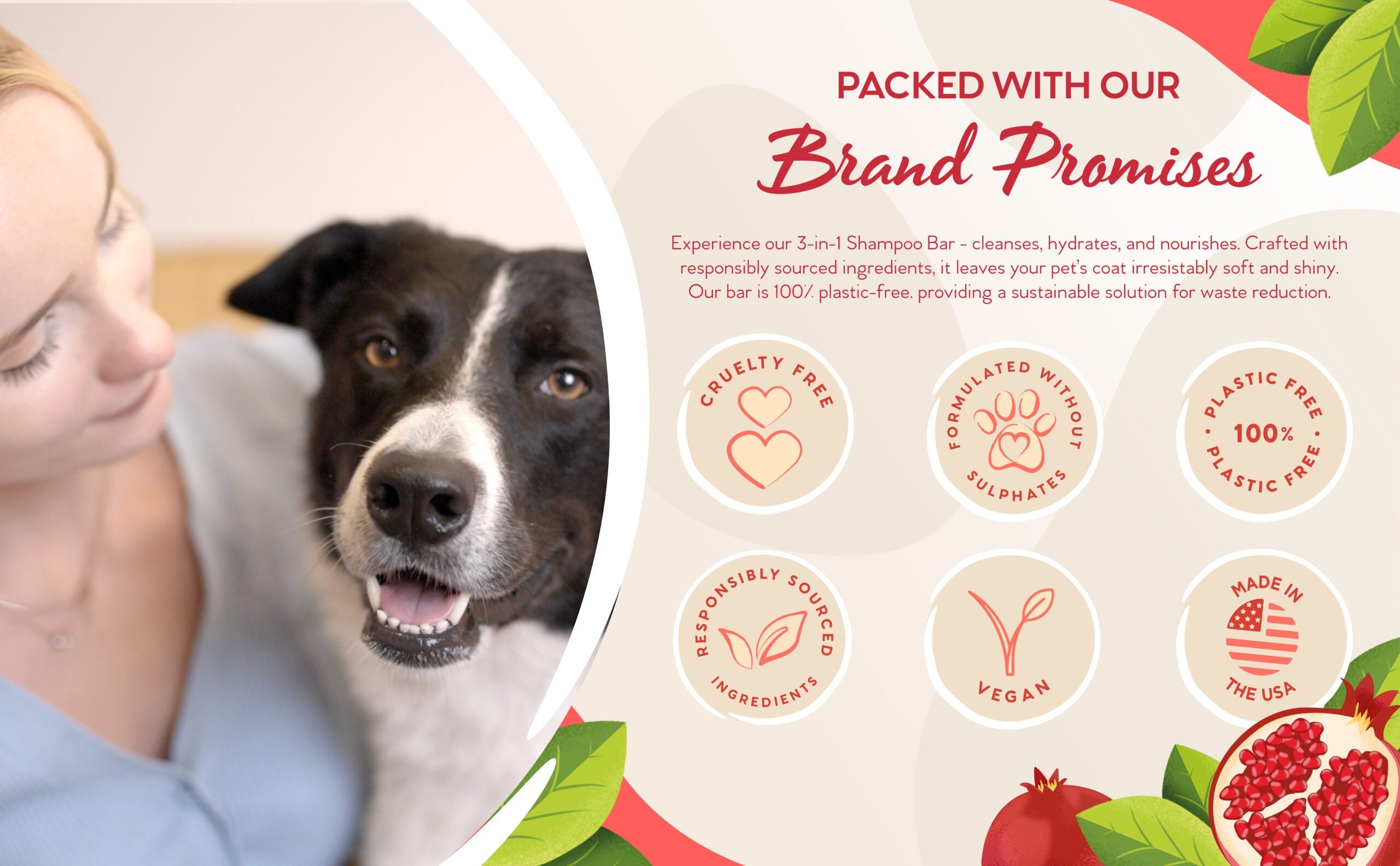 Pet Head 3-in-1 Shampoo Bar (Pomegranate, 85g)