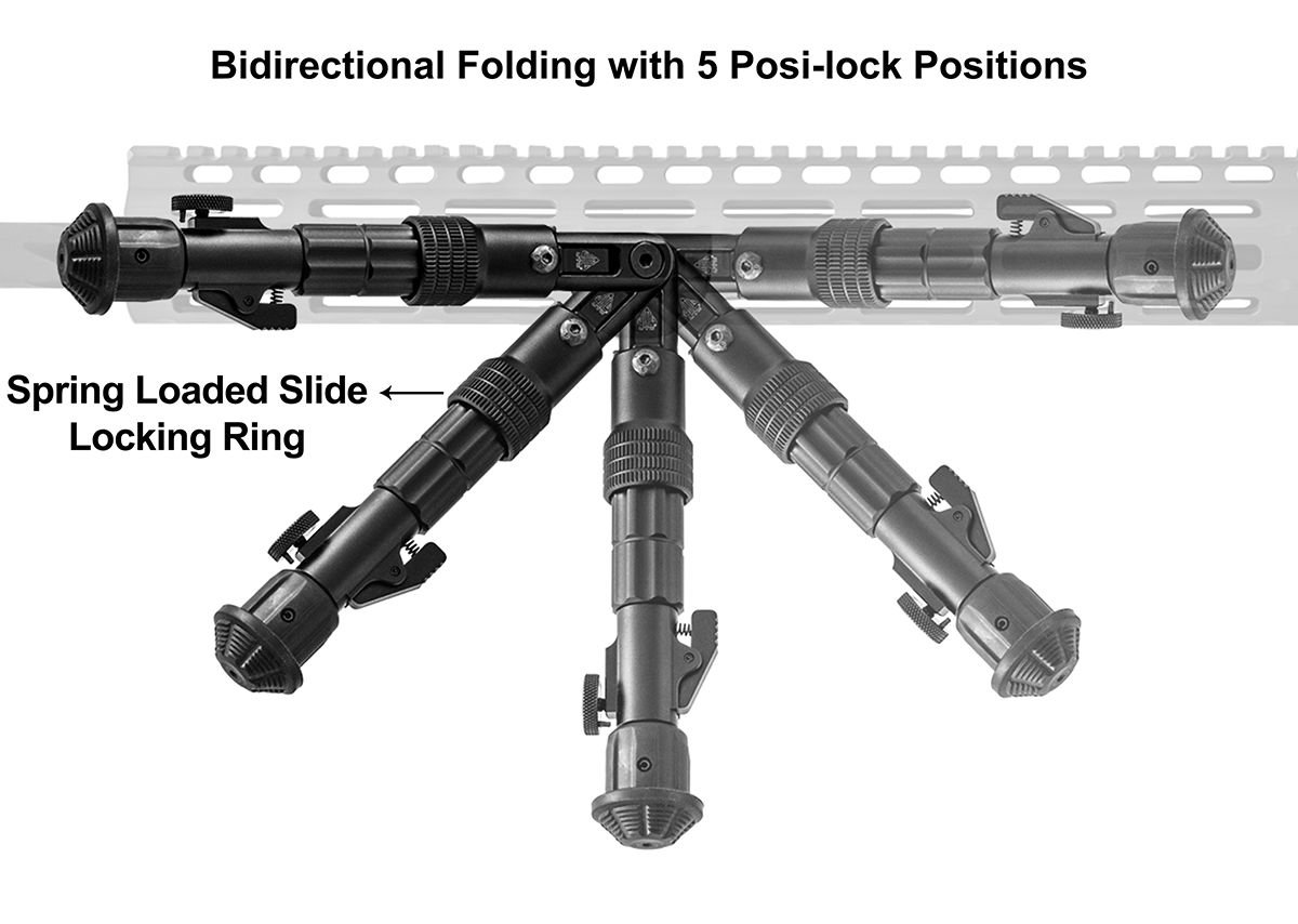 UTG RECON FLEX M-LOK Bipod Matte Black 5.7"-8" Center Height
